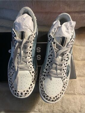 White Leopard Accent Sneakers SHU SHOP NEW